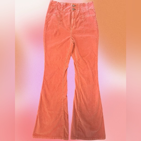 We The Free Denim - 🧡We The Free Orange Corduroy Flare High Rise Jeans 🪩